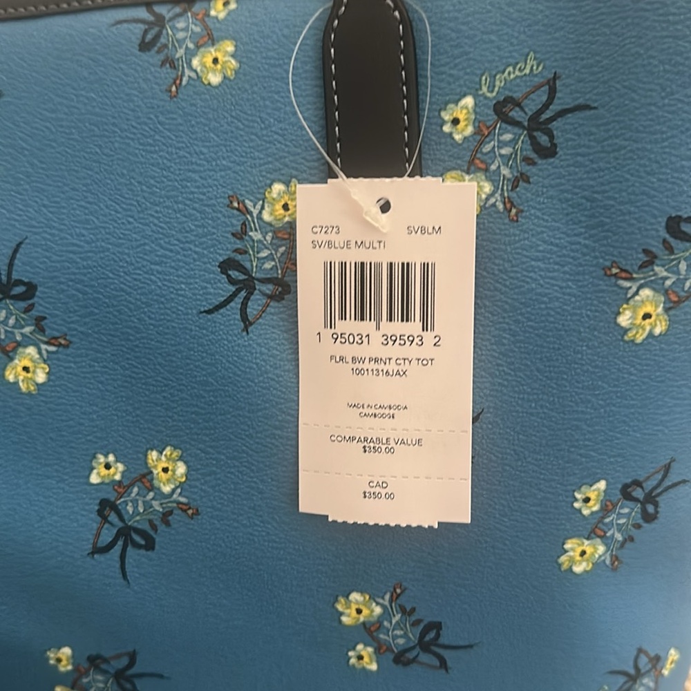 Coach Blue Floral Tote Bag - Picture 12 of 12